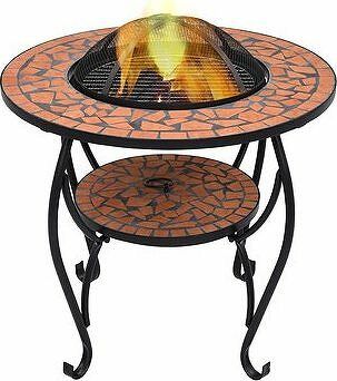Mozaikový stolík s ohniskom terakotový 68 cm keramika